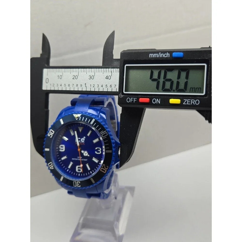 Mens Ice Watch Classic Solid Big Blue 46mm Rotating Bezel Watch New Battery